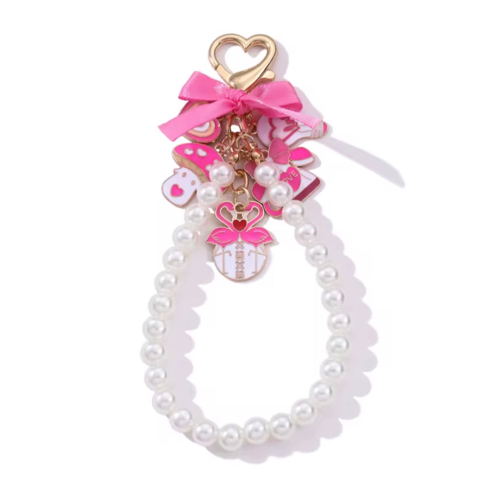 Pink pearl love charm